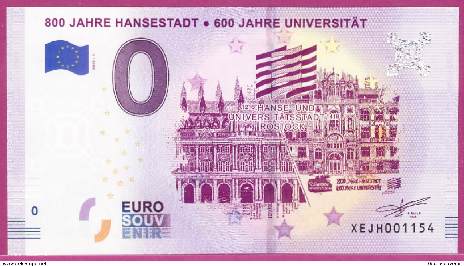 0-Euro XEJH 2019-1 ROSTOCK - 800 JAHRE HANSESTADT - 600 JAHRE UNIVERSITÄT - Privatentwürfe