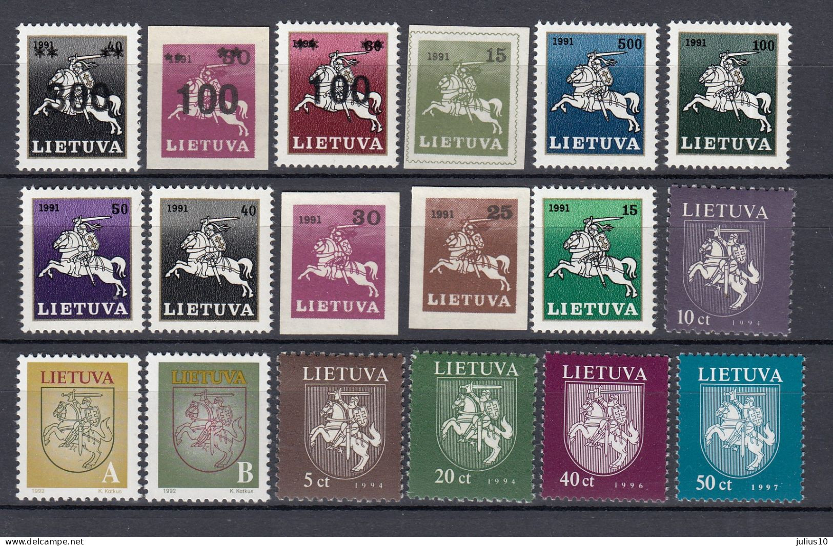 LITHUANIA 1991-1995 State Coat Of Arms MNH(**)#Lt1159 - Lituanie
