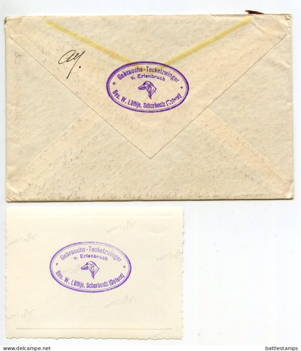 Germany 1935 Cover W/ Letter & Photo; Scharbeutz - Gebrauchs-Teckelzwinger ; 12pf. Hindenburg; Bahnpost Postmark - Lettres & Documents