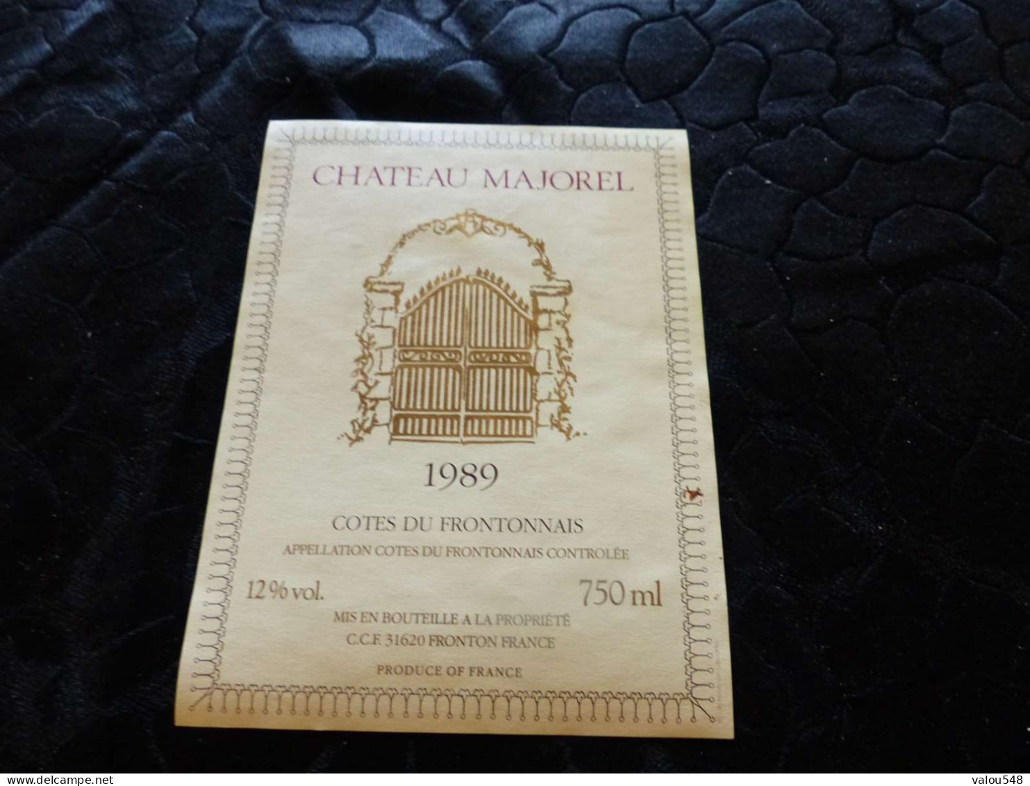 E-62 , Etiquette, Château Majorel, Côtes Du Frontonnais, 1989 - Rouges