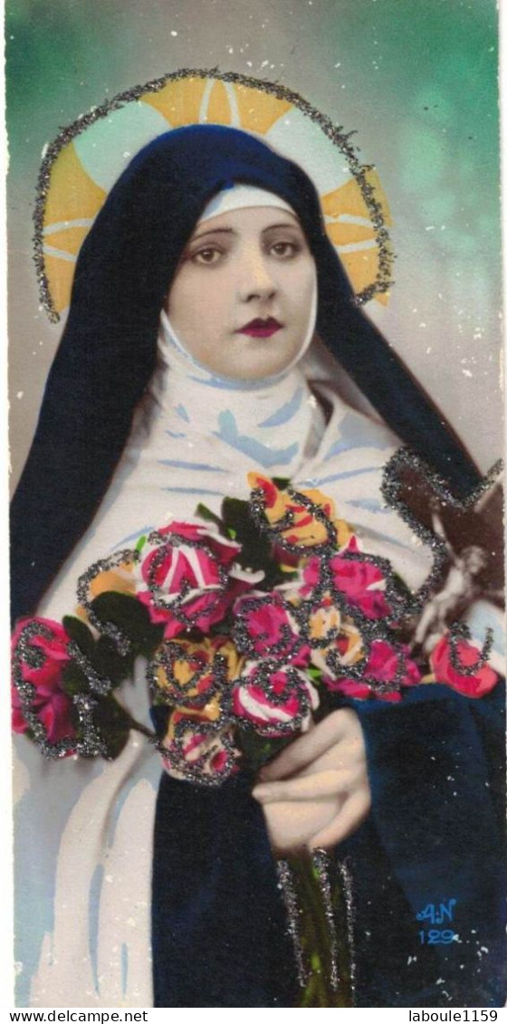 SOUS FORME DE MIGNONNETTE AVEC PAILLETTES ET STRASS  IMAGE PIEUSE CHROMO HOLY CARD SANTINI - Images Religieuses