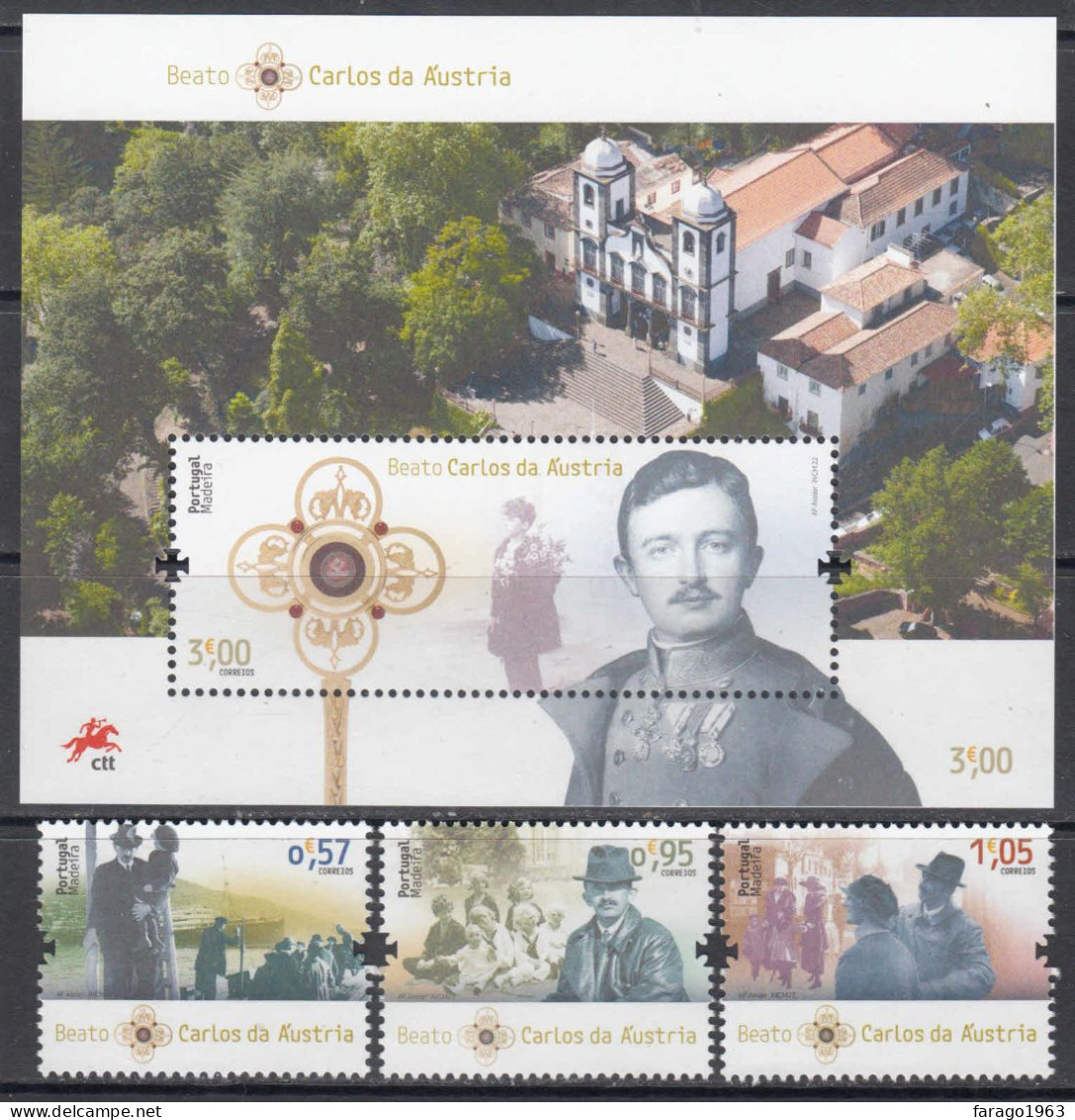 2022 Madeira Carlos Da Austria Complete Set Of 3 + Souvenir Sheet MNH @ BELOW FACE VALUE - Madeira
