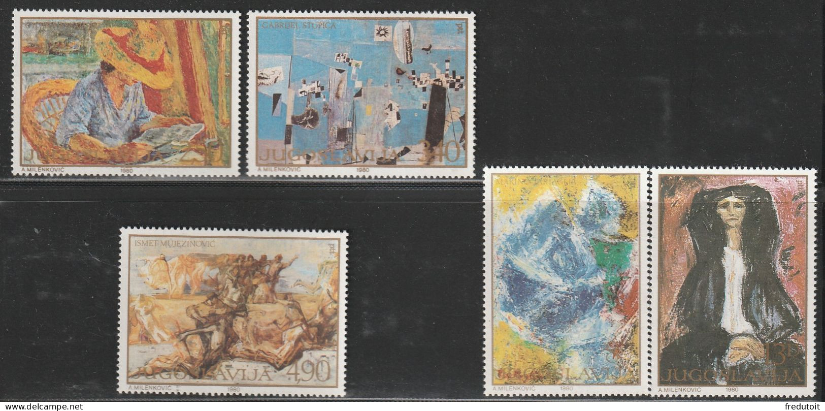YOUGOSLAVIE- N°1752/6 ** (1980) Tableaux - Unused Stamps