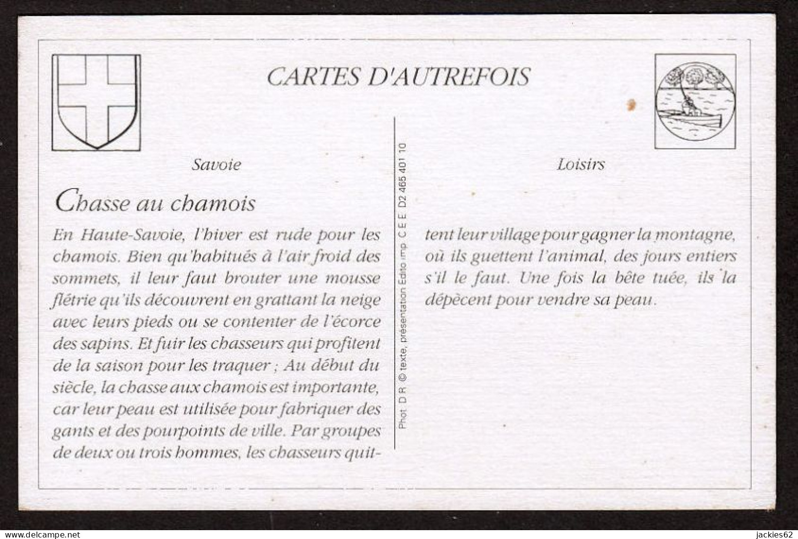 130093/ Savoie, Chasse Au Chamois, Série *Cartes D'autrefois* - Aardrijkskunde