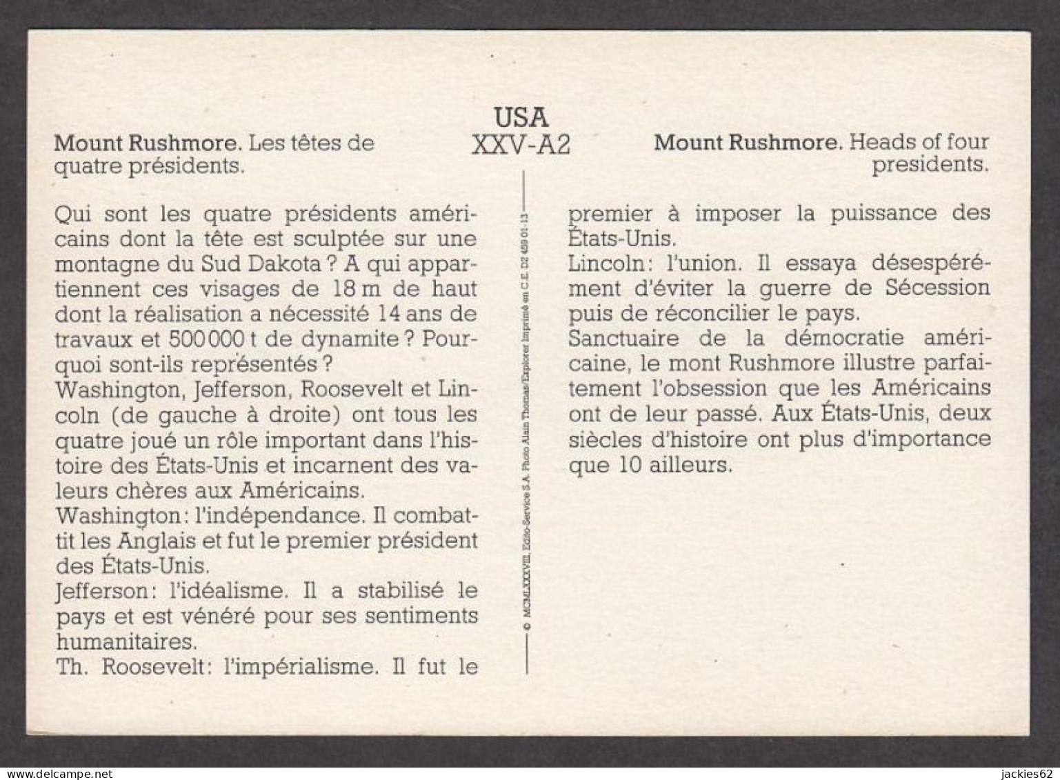 130011/ USA, Mount Rushmore, Les Têtes De Quatre Présidents - Geographie