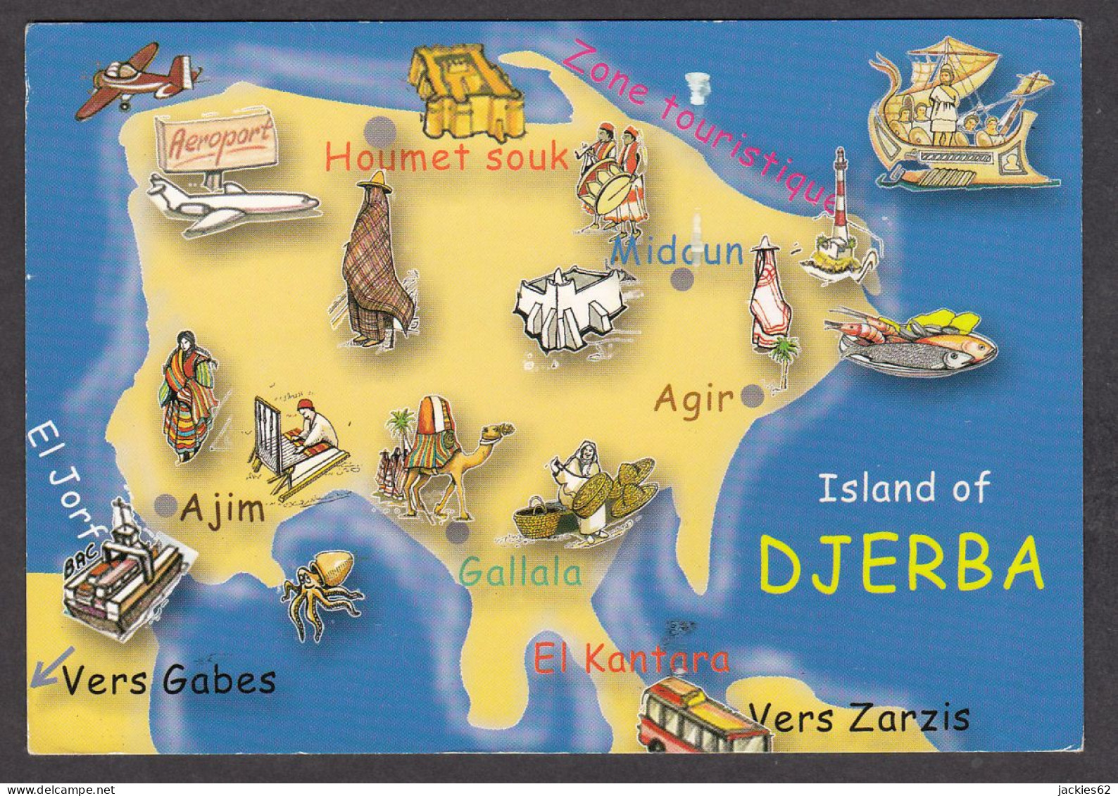 091379/ Ile De Djerba, Carte Géographique Illustrée - Tunisie