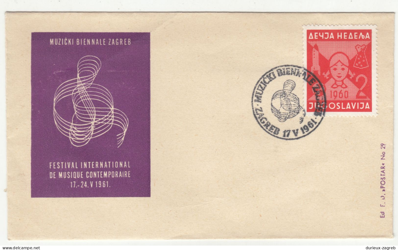 Yugoslavia 1961 Festival International De Musique Contemporaire Zagreb Special Cover  240510 - Musique