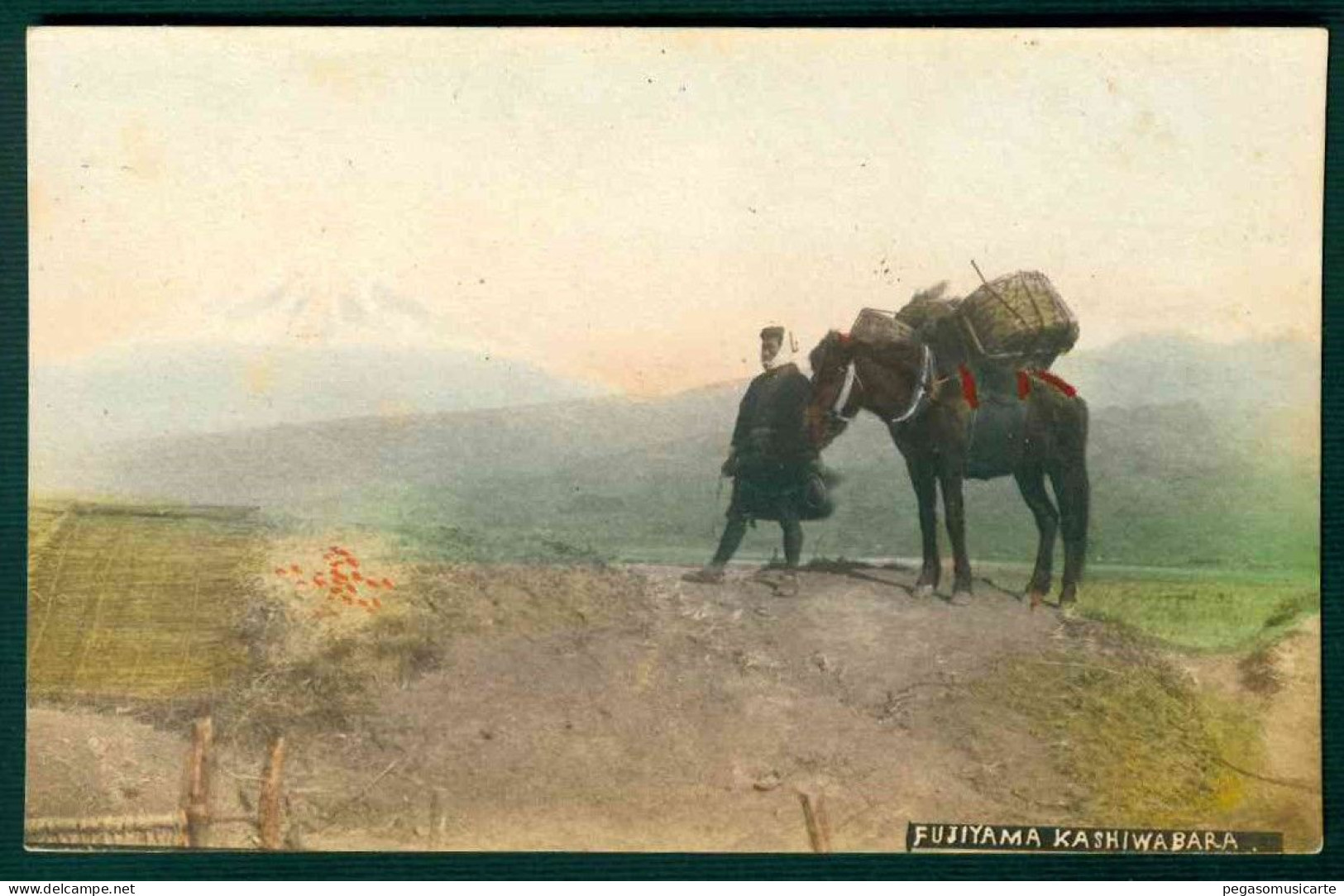 BJ016 JAPAN GIAPPONE FUJIYAMA KASHIWABARA MAN HORSE  OLD ORIGINAL POSTCARD - Autres & Non Classés