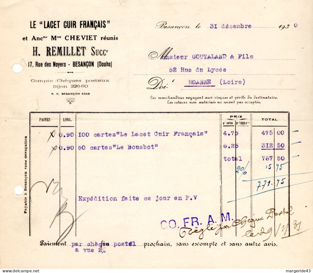 FRANCE LOT DE 41  FACTURES DIVERSES