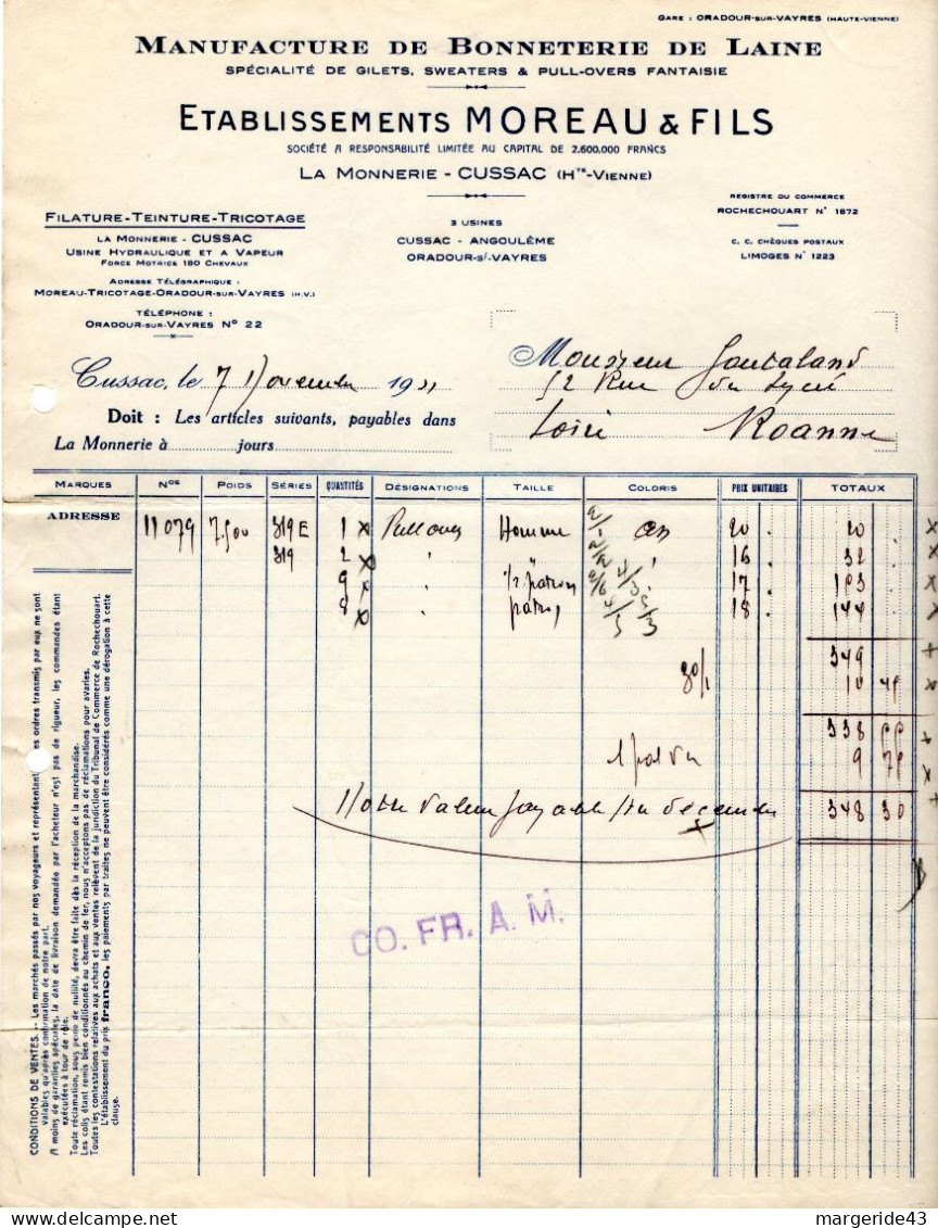 FRANCE LOT DE 41  FACTURES DIVERSES