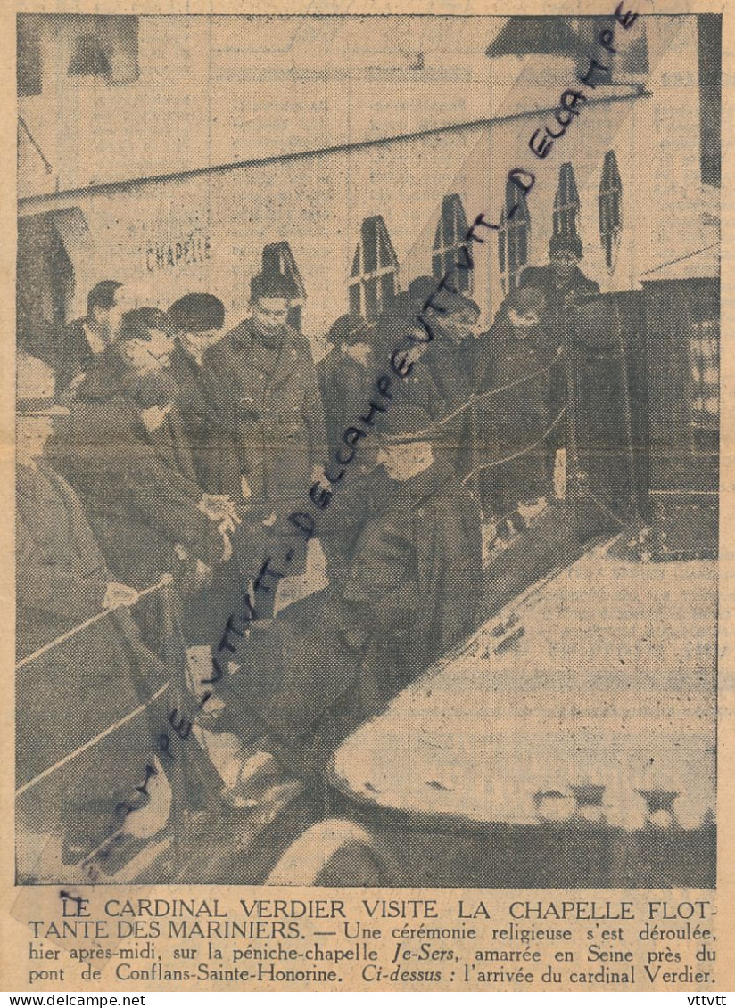 Document (1937), Conflans-Sainte-Honorine, Le Cardinal Verdier Visite La Chapelle Flottante Des Mariniers - Collections