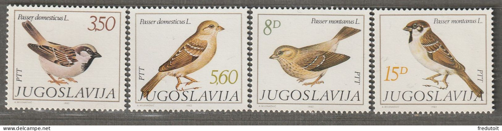 YOUGOSLAVIE- N°1811/4 ** (1982) Oiseaux - Ongebruikt