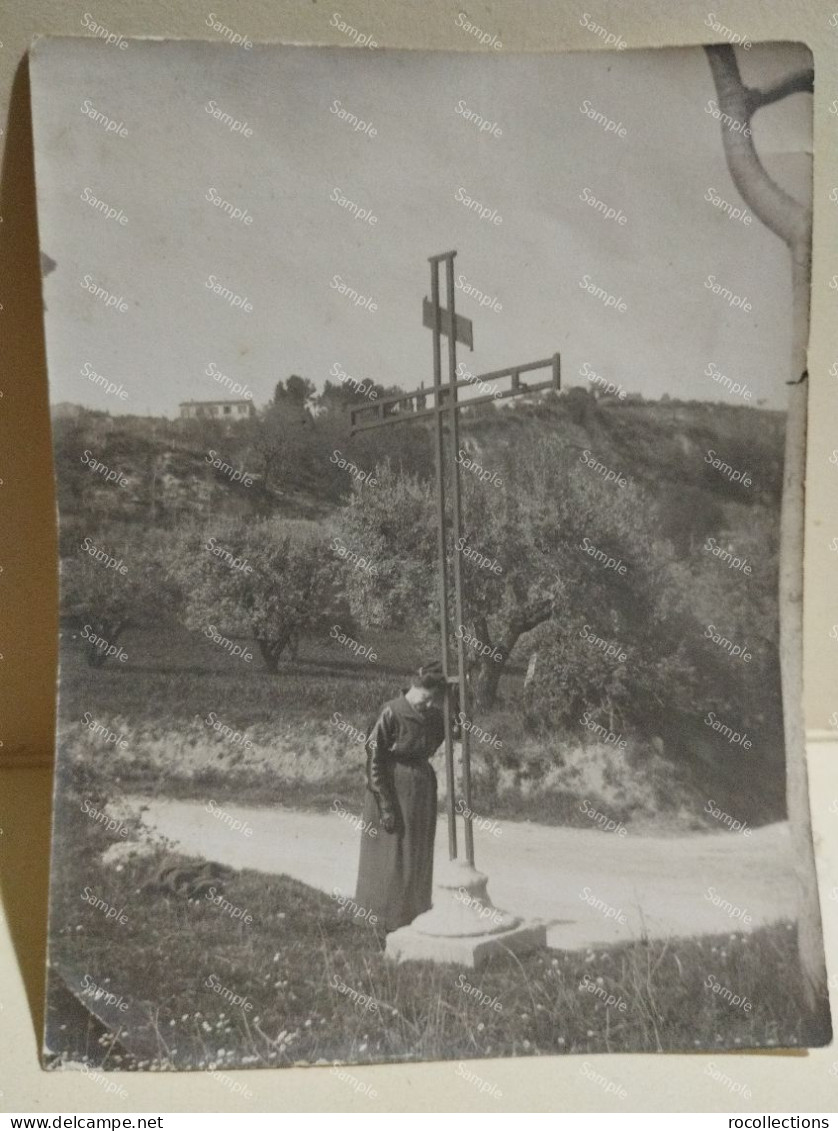 Italia Foto GROTTAMMARE Ascoli Piceno. Croce Di Via Cagliata. 1920. 108x83 Mm. - Europa