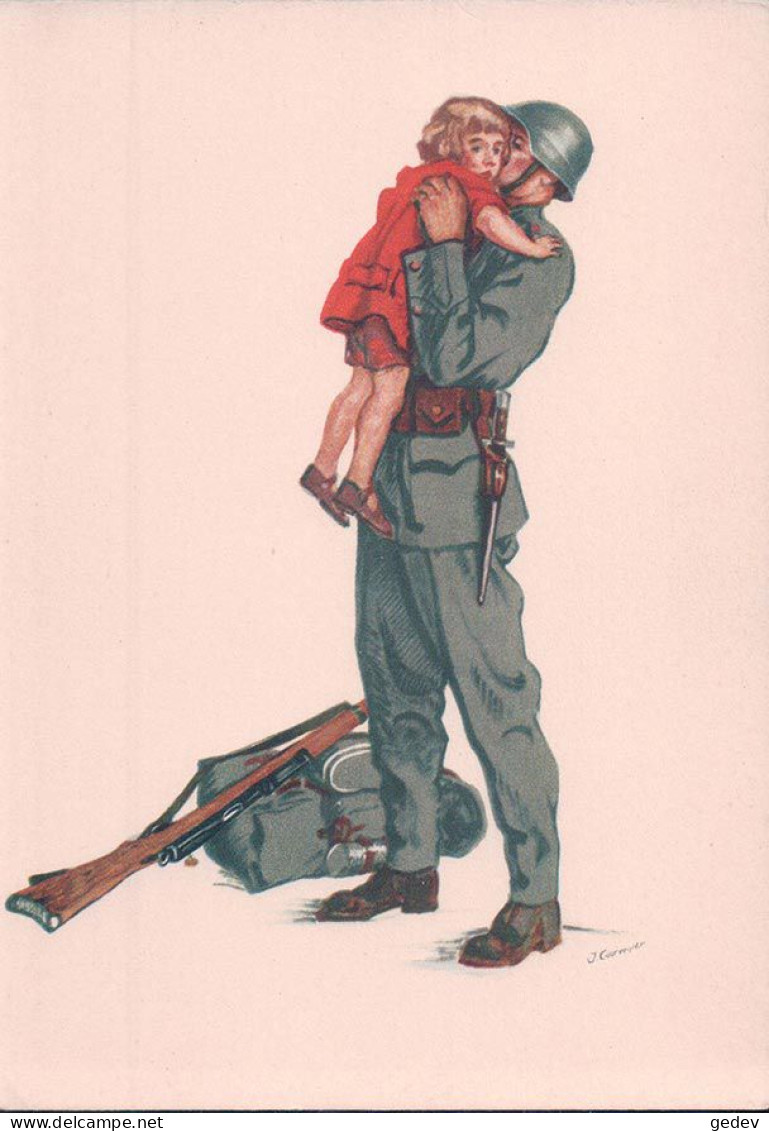 J. Courvoisier Illustrateur, Propagande Don National Suisse, Croix Rouge Collecte (1940) 10x15 - Croix-Rouge