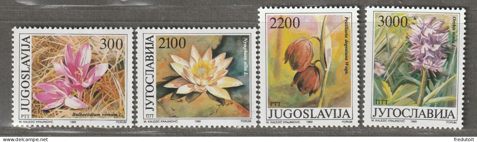 YOUGOSLAVIE- N°2216/9 ** (1989) Fleurs - Neufs