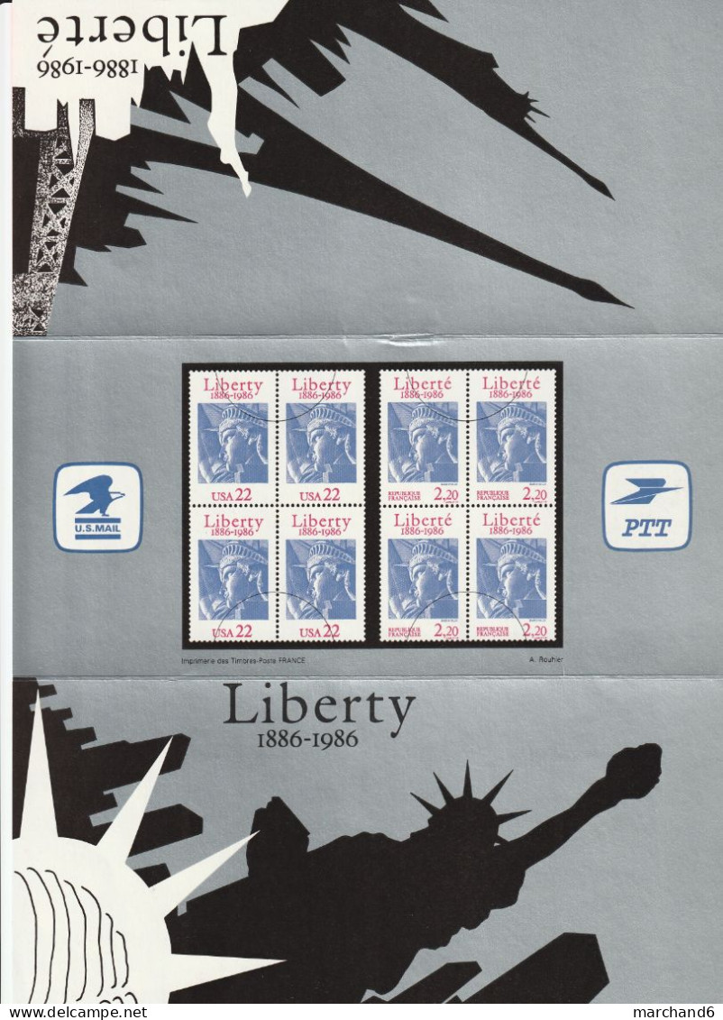 1986 France états Unis Pochette Souvenir N°2 émissions Communes Statue De La Liberté à New York  N°2421 Et 1672 Neuf ** - Other & Unclassified