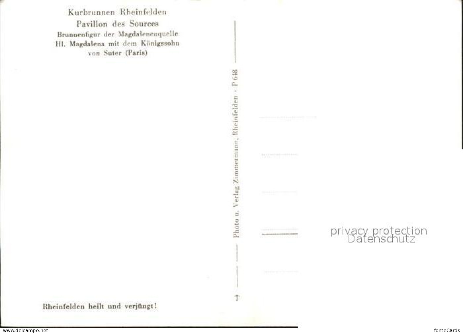 11847137 Rheinfelden AG Kurbrunnen Brunnenfigur Der Magdalenenquelle Rheinfelden - Sonstige & Ohne Zuordnung