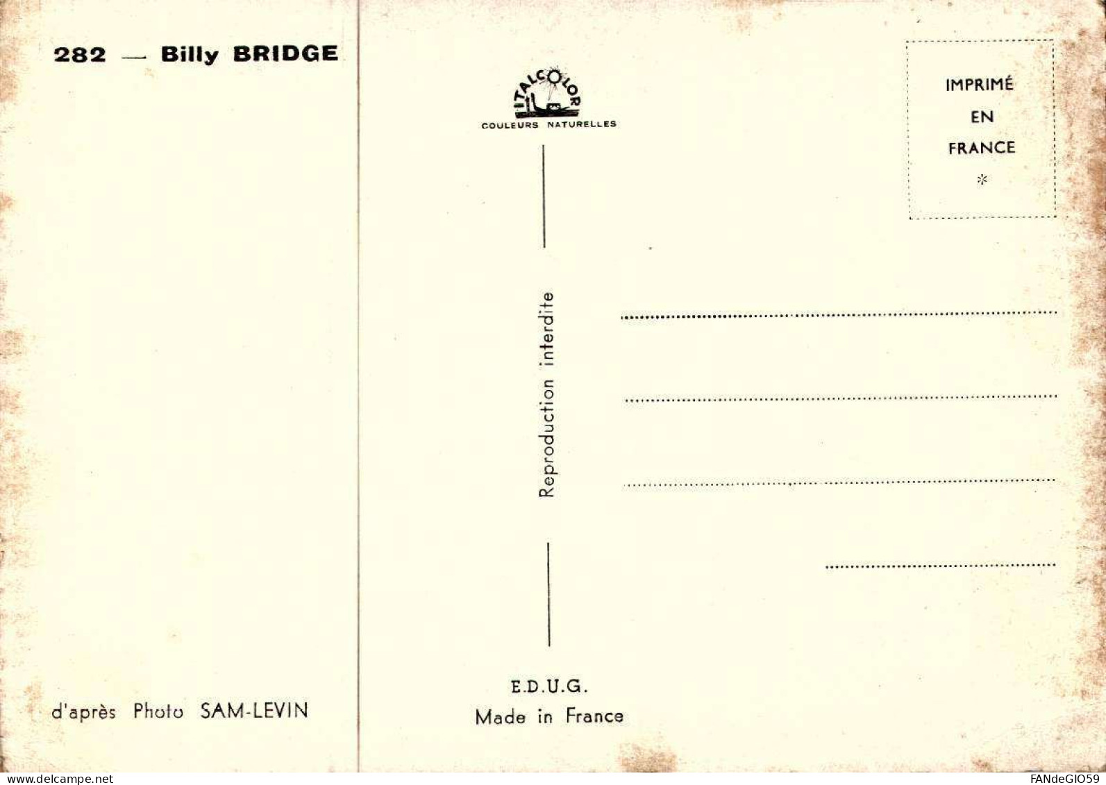 Célébrités > Chanteurs & Musiciens       BILLY  BRIDGE  // 113 - Chanteurs & Musiciens