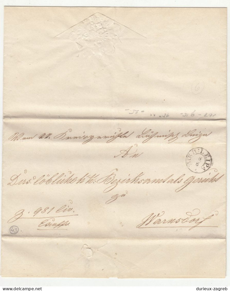 Austria Ex Offo Letter Posted 1858 Boeh: Leipa To Warnsdorf 240510 - ...-1850 Voorfilatelie
