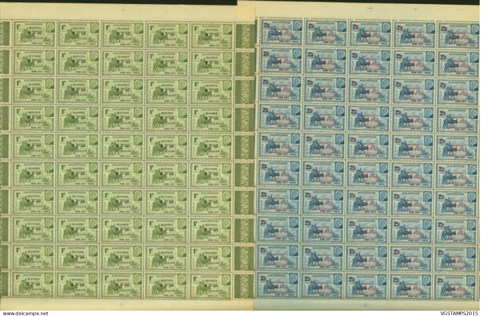 Mauritanie 1944 - Colonie Française- Timbres Neufs. Yvert Nr.: 131/132. Feuille De 50. RARE EN FEUILLE¡¡¡ (EB) AR-02724 - Unused Stamps