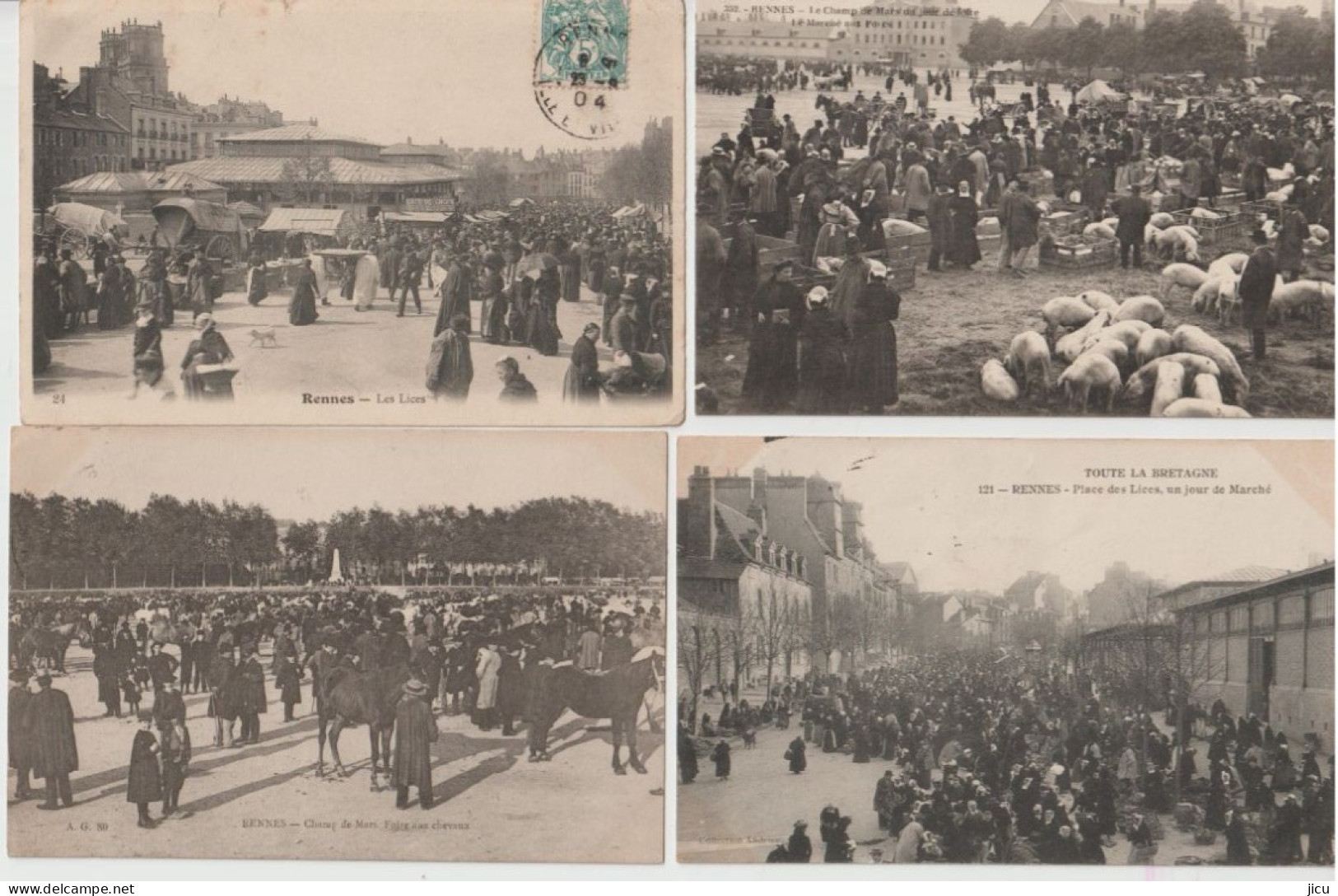 RENNES, Lot De 4 CPA De Marchés Divers - Rennes