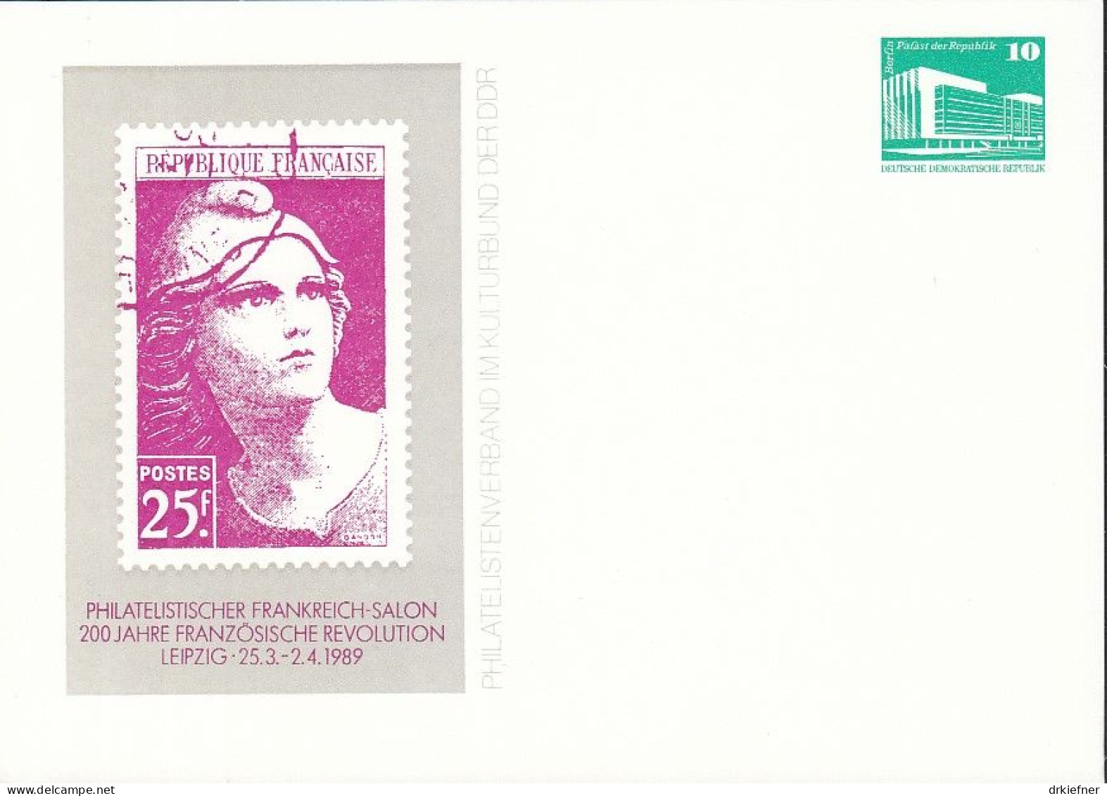 DDR PP 18, Ungebraucht, Philatelistischer Frankreich-Salon, Französische Revolution, Leipzig 1989 - Privatpostkarten - Ungebraucht