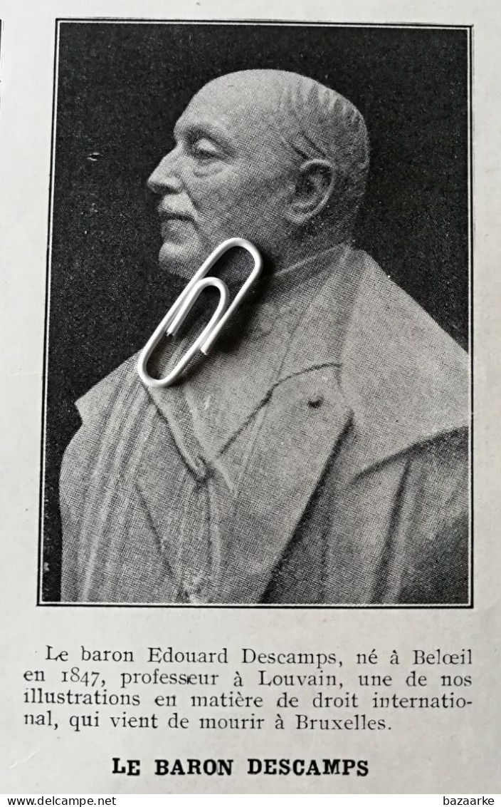 LE BARON EDOUARD  DESCAMPS / 1933 /  PROFESSEUR A LOUVAIN - Non Classés