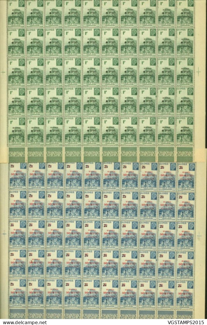 Guinée 1944 - Colonie Française- Timbres Neufs. Yvert Nr.: 185/186. Feuille De 50. RARE EN FEUILLE¡¡¡ (EB) AR-02725 - Ongebruikt