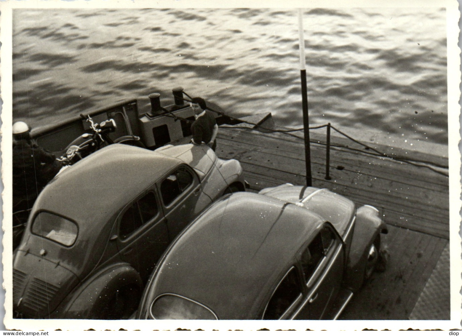 Photographie Photo Vintage Snapshot Amateur Automobile Voiture Ferry Constance - Automobile