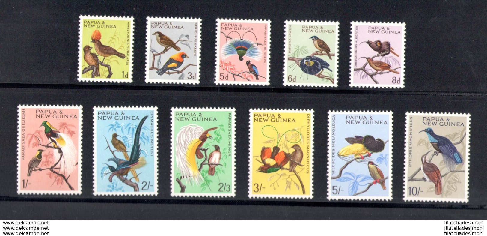 1964-65 PAPUA NEW GUINEA - Elisabetta - Catalogo Yvert N. 62-72 - Uccelli - 11 Valori - MNH** - Altri & Non Classificati