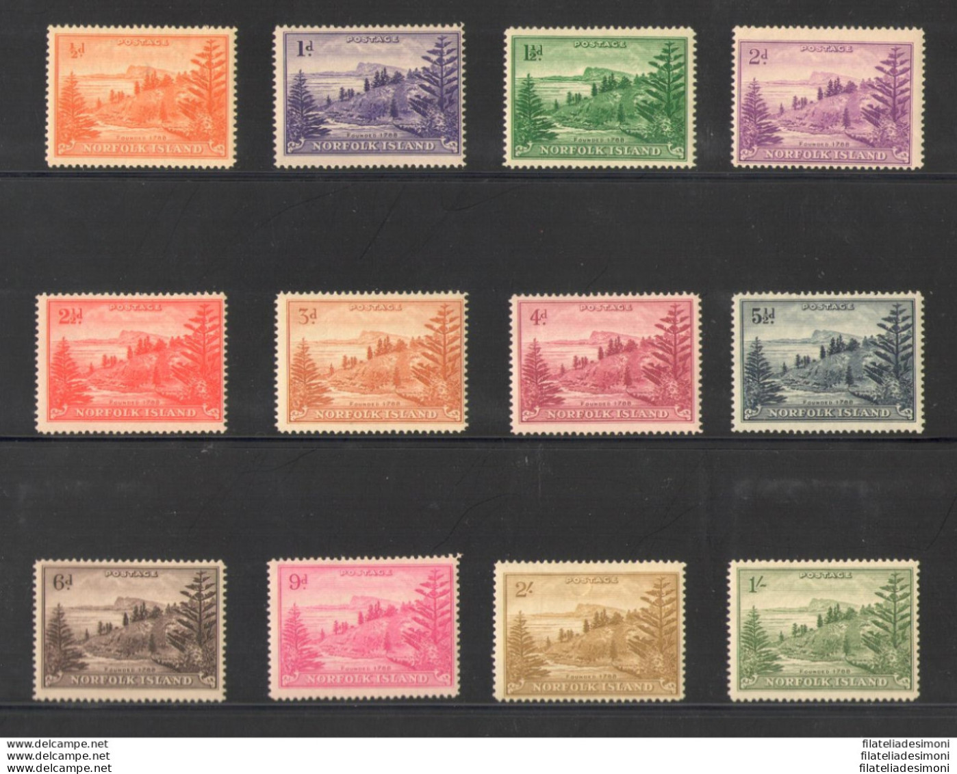 1947-59 Norfolk - Stanley Gibbons N. 1-12 - Fiori Ed Uccelli - 14 Valori - MNH** - Other & Unclassified