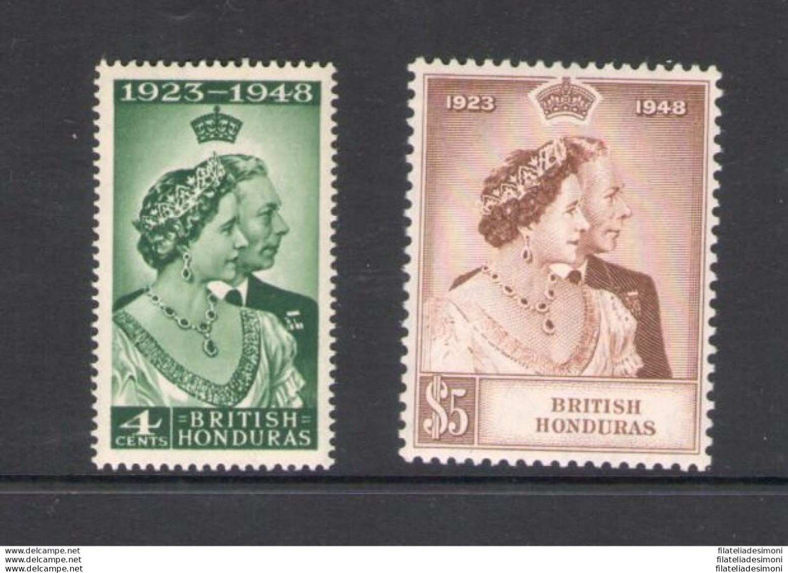 1948 BRITISH Honduras - Stanley Gibbons N. 164-65, Royal Silver Wedding - 2 Valori - MNH** - Sonstige & Ohne Zuordnung