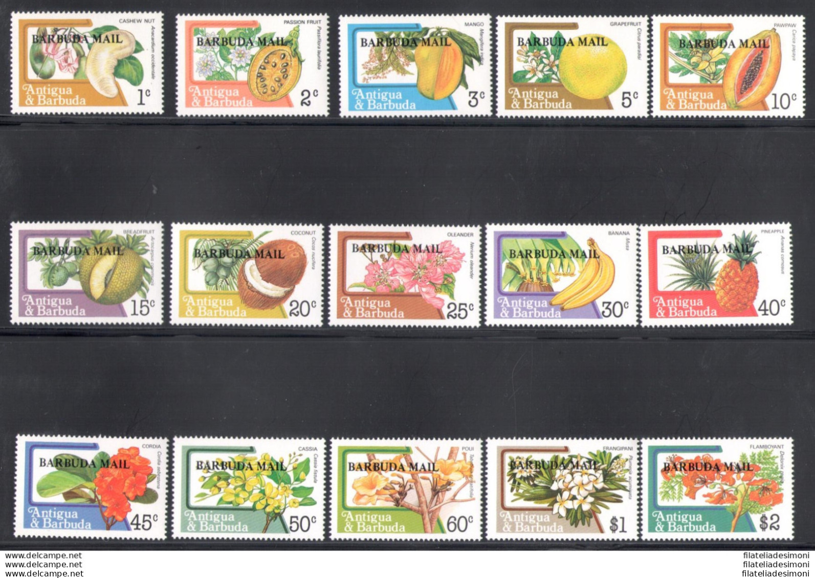 1983 Antigua - Yvert Et Tellier N. 701-18 - Serie Ordinaria - Fiori E Frutti - 18 Valori - MNH** - Altri & Non Classificati