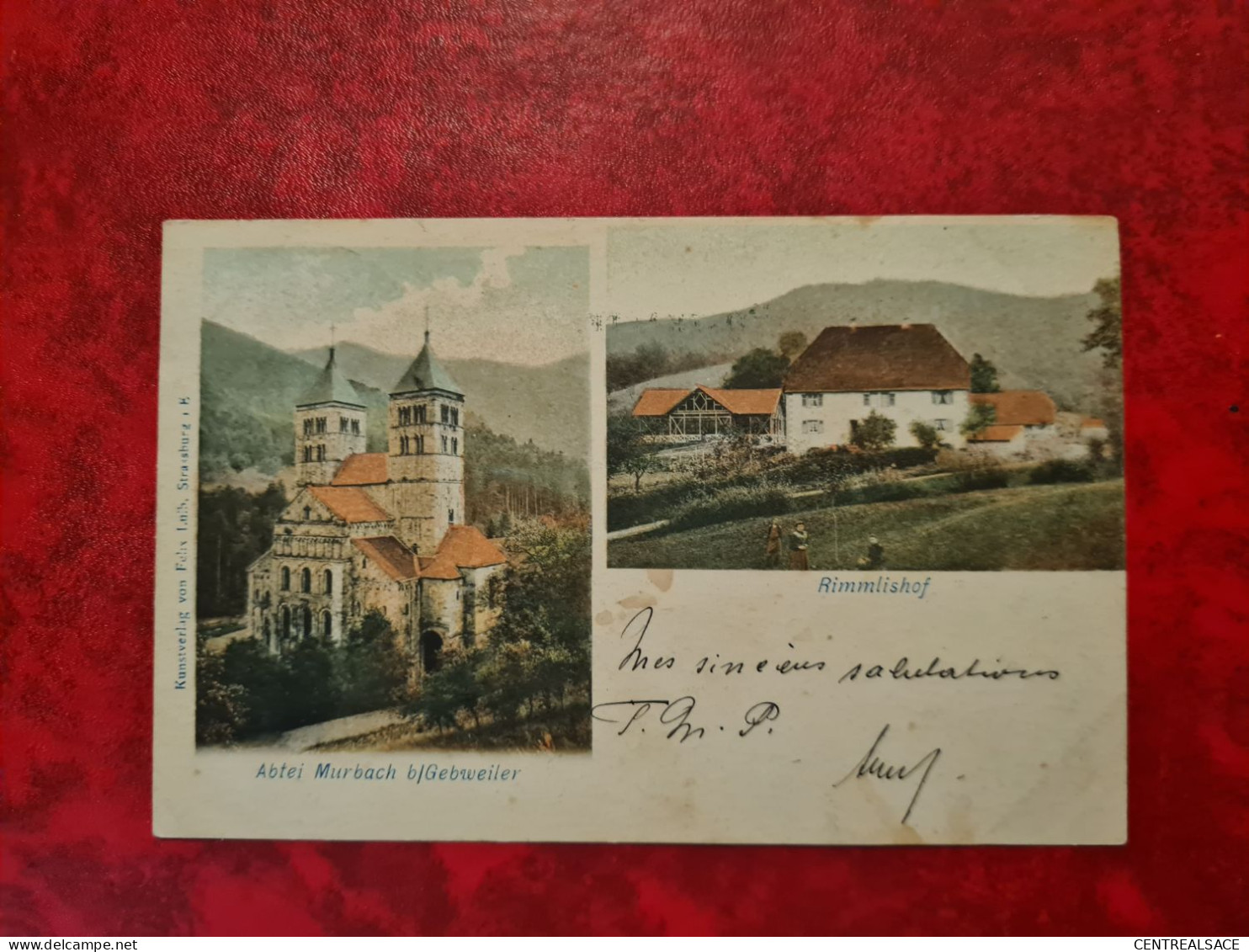 CARTE ABTEI MURBACH GUEWILLER RIMMLISHOF CACHET FERROVIERE BOLLWEILER LAUTENBACH 1902 POUR MASMUNSTER MASEVAUX - Covers & Documents