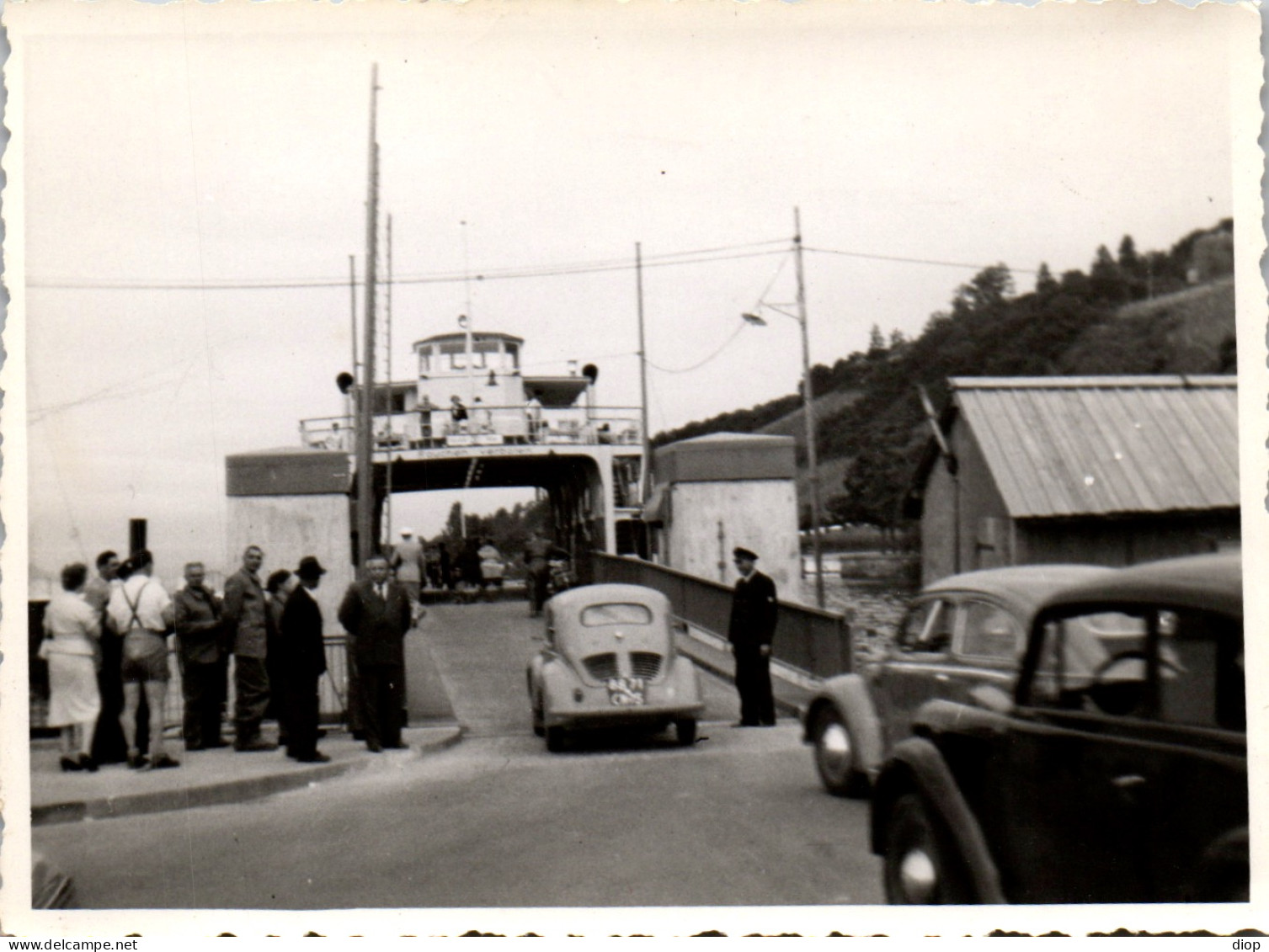 Photographie Photo Vintage Snapshot Amateur Automobile Voiture Ferry Constance - Automobile