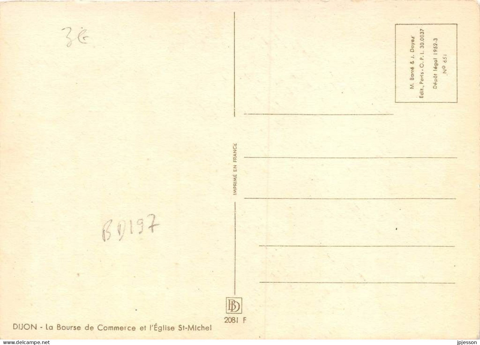 ILLUSTRATEUR - DUMARAIS - BARRE DAYEZ 2081 F - DIJON - LA BOURSE DE COMMERCE ET L'EGLISE SAINT MICHEL - Andere & Zonder Classificatie