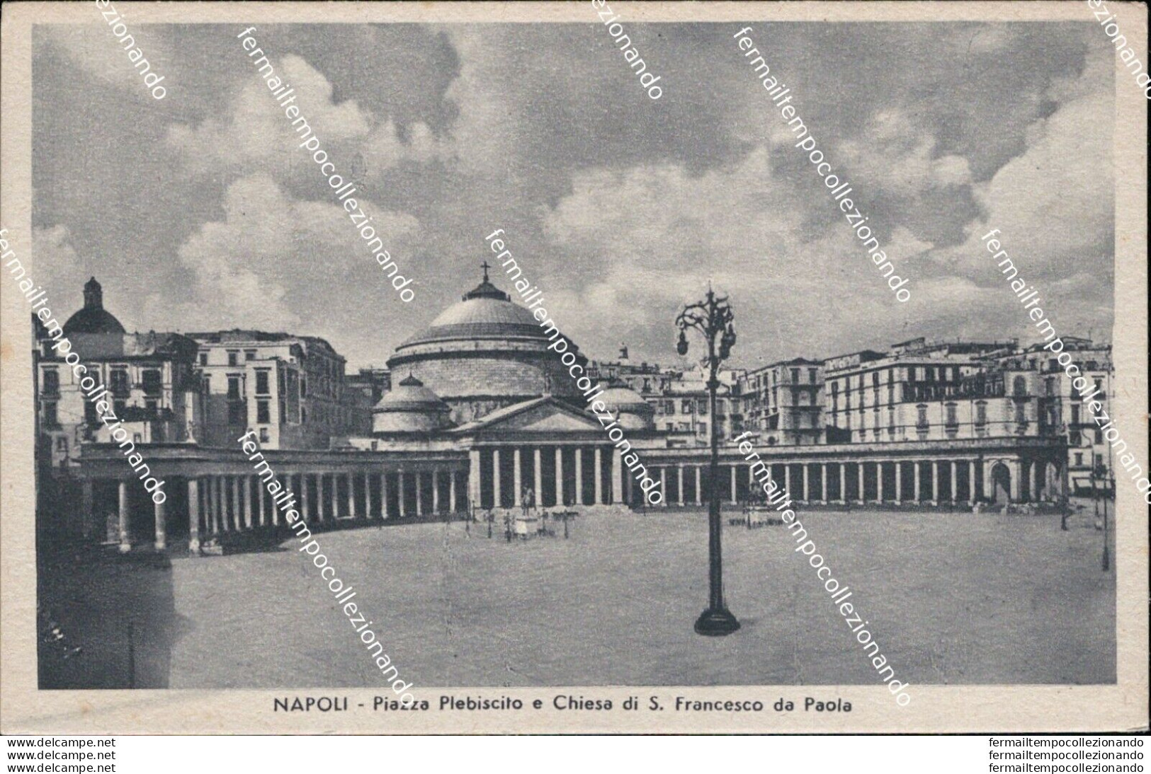 At167 Cartolina Napoli Citta' Piazza Plebiscito E Chiesa Di S.francesco - Napoli (Naples)