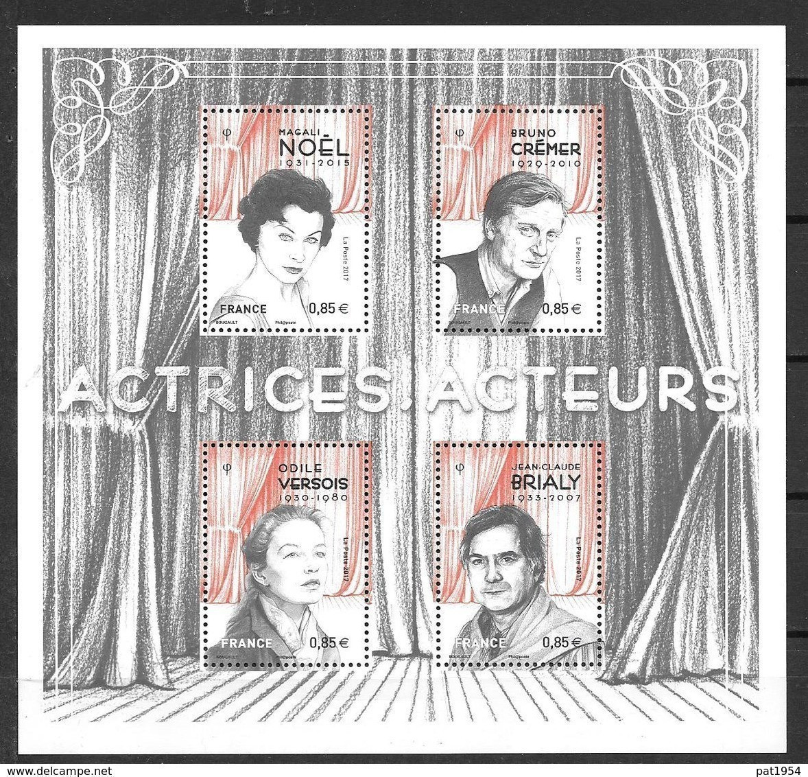 France 2017 Bloc Feuillet F5174 Neuf Actrices Et Acteurs à La Faciale + 15% - Mint/Hinged