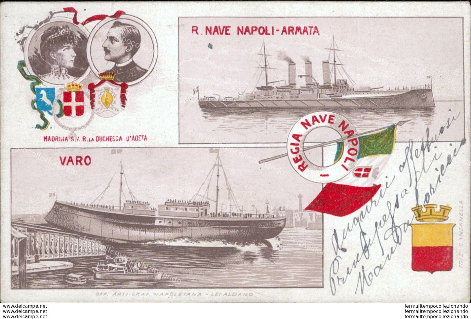 Ar620 Cartolina Un Saluto Da Castellammare Di Stabia R.nave Napoli - Napoli (Naples)