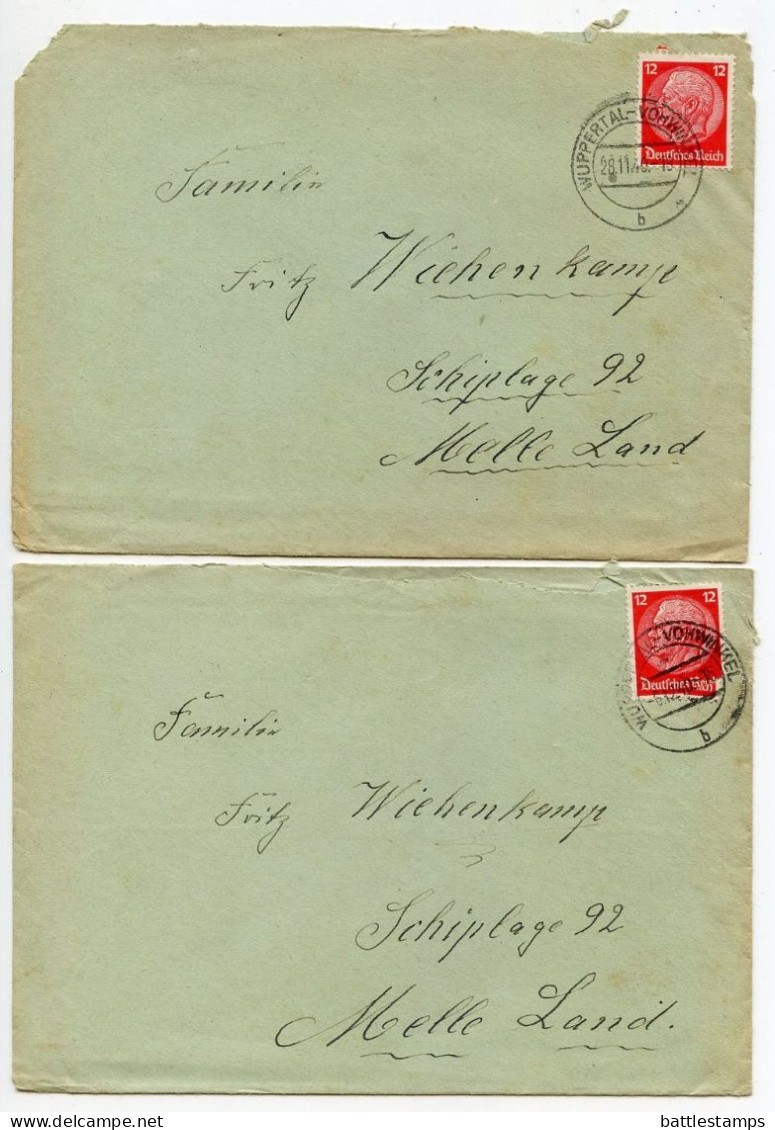 Germany 1940 2 Covers & Letters; Wuppertal-Hohwinkel To Schiplage; 12pf. Hindenburg - Briefe U. Dokumente