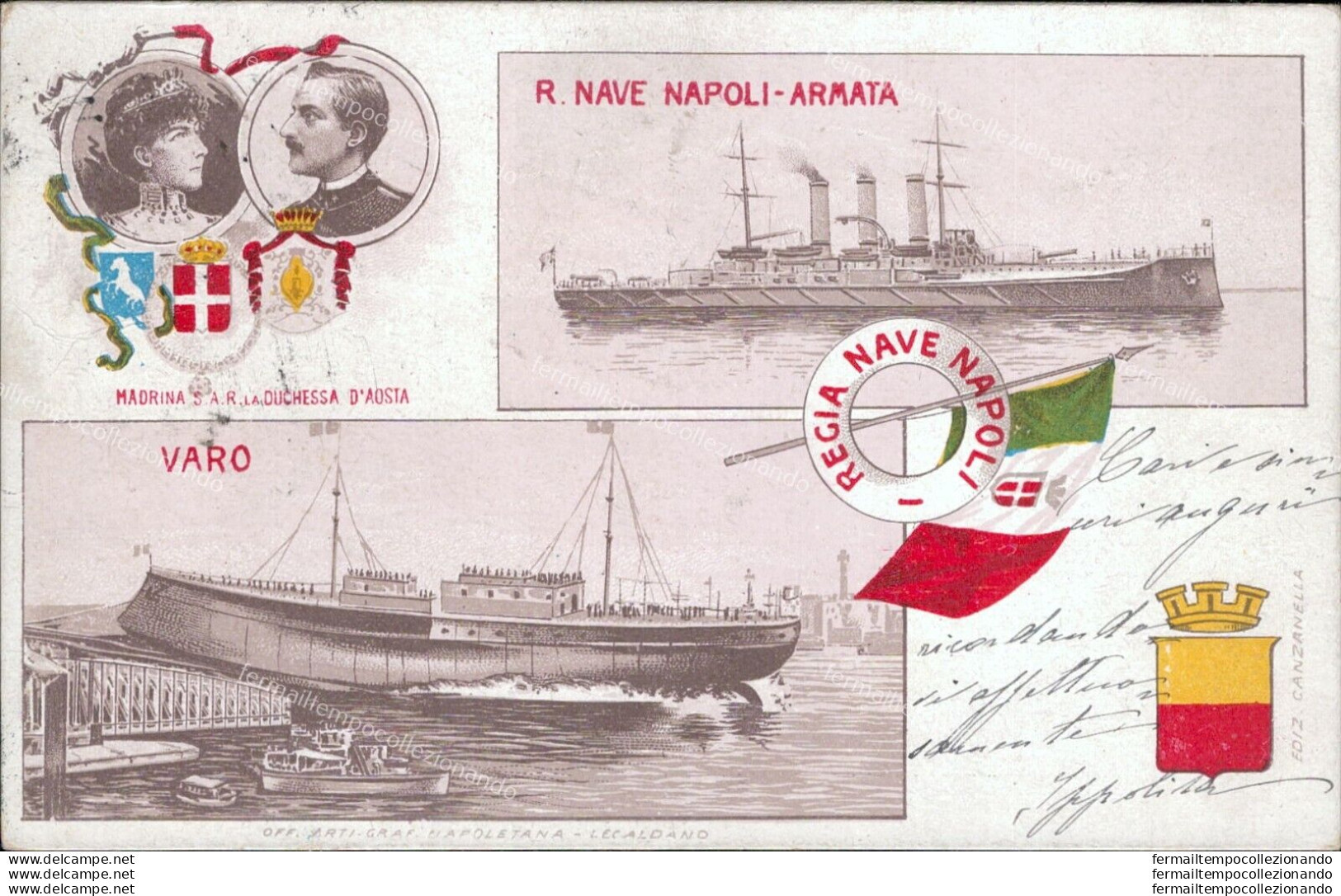 Ar619 Cartolina Un Saluto Da Castellammare Di Stabia R.nave Napoli - Napoli (Naples)