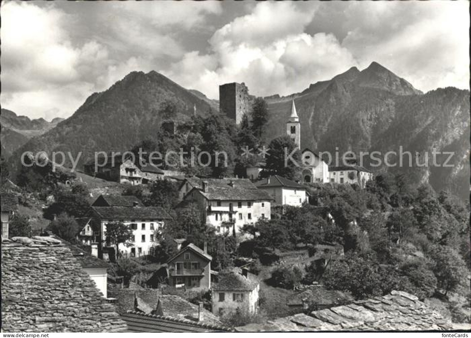 11837197 Sta Maria Calanca Burgruine Kirche Teilansicht Sta Maria Calanca - Sonstige & Ohne Zuordnung