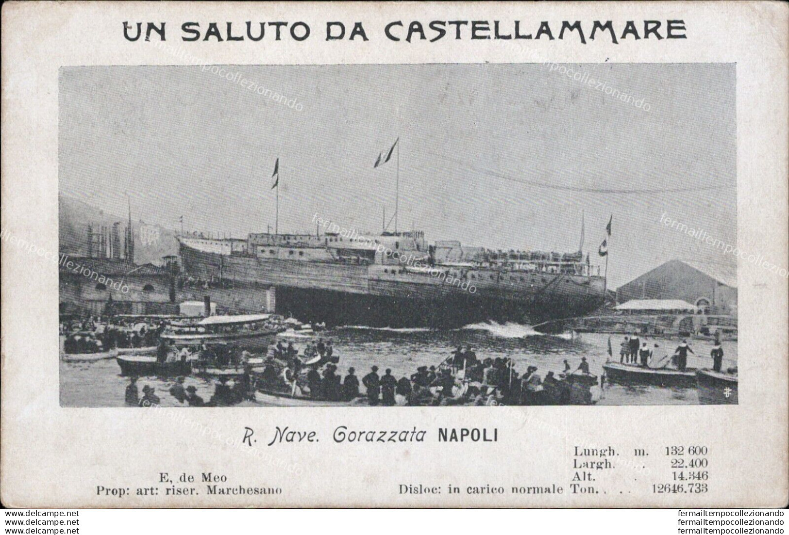 Ar618 Cartolina Un Saluto Da Castellammare Di Stabia R.nave Napoli - Napoli