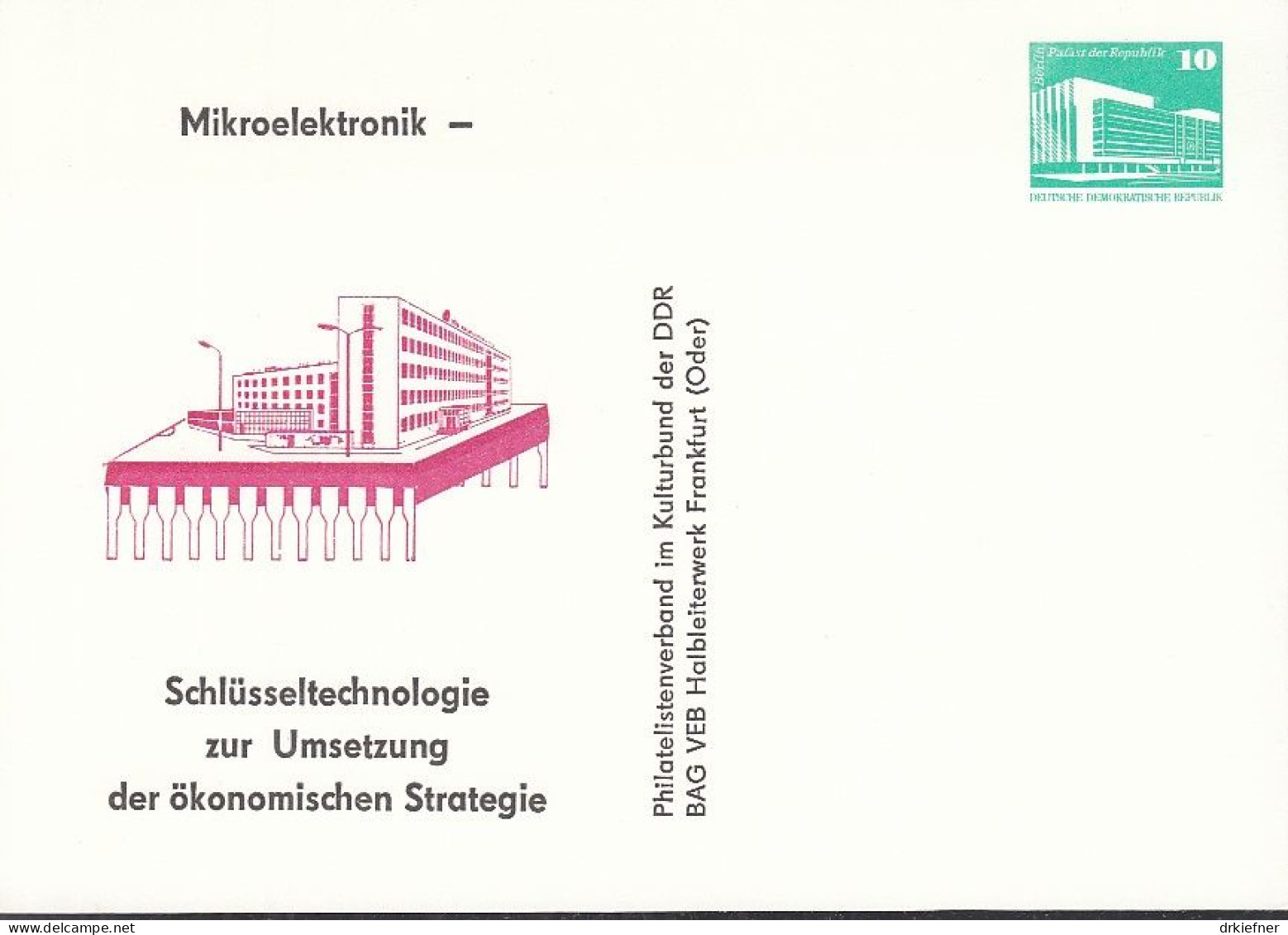 DDR PP 18, Ungebraucht, VEB Halbleiterwerk Frankfurt (Oder), Mikroelektronik, Um 1988 - Cartes Postales Privées - Neuves