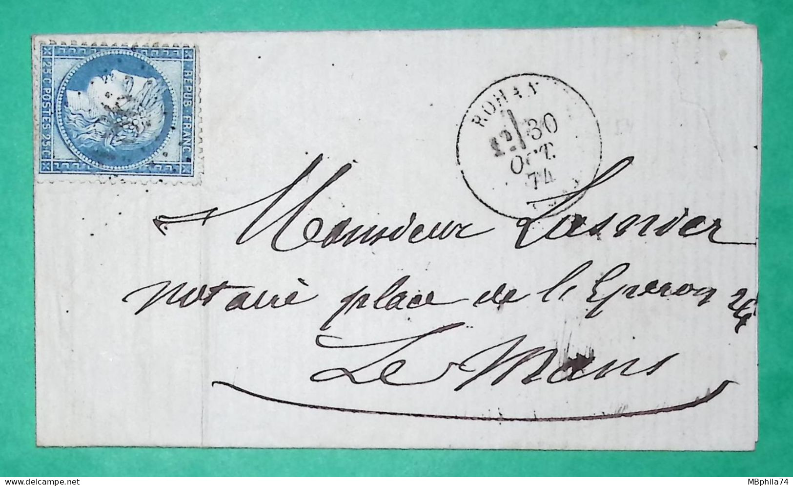 N°60C GC 3186 ROHAN MORBIHAN POUR LE MANS SARTHE 1874 LETTRE COVER FRANCE - 1849-1876: Klassik