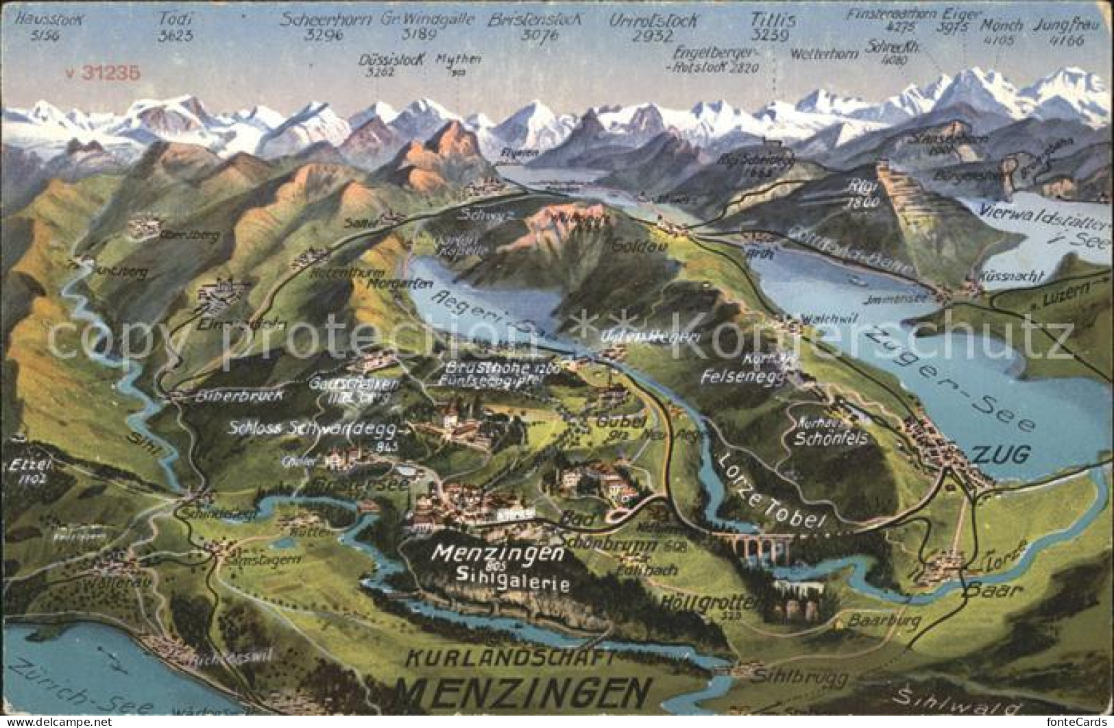 11836856 Menzingen Zug Panoramakarte Toedi Titlis Felsenegg Menzingen Zug - Other & Unclassified