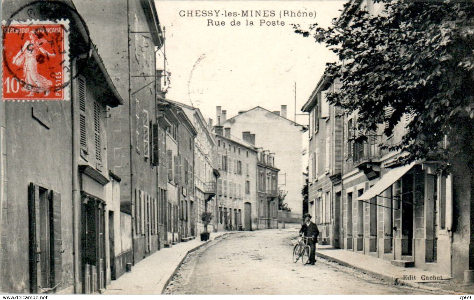 Chessy-les-Mines Canton Le Bois-d'Oingt Rue De La Poste Rhône 69380 Cpa Voyagée En 1913 En TB.Etat - Autres & Non Classés