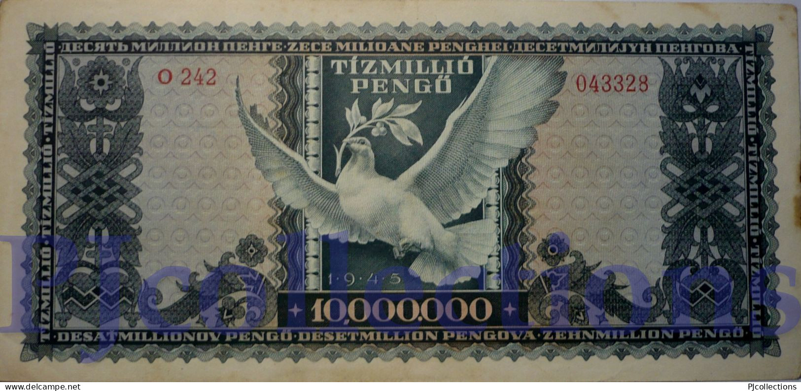 HUNGARY 10 MILLION PENGO 1945 PICK 123 AU- W/STAINS - Ungheria