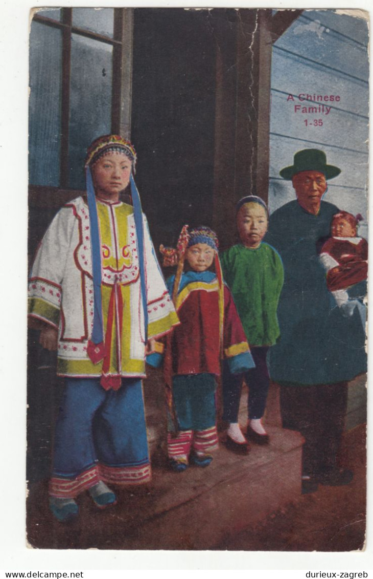 A Chinese Family Old Postcard Posted 1926 Bulimgane California To Switzerland 240510 - Non Classés