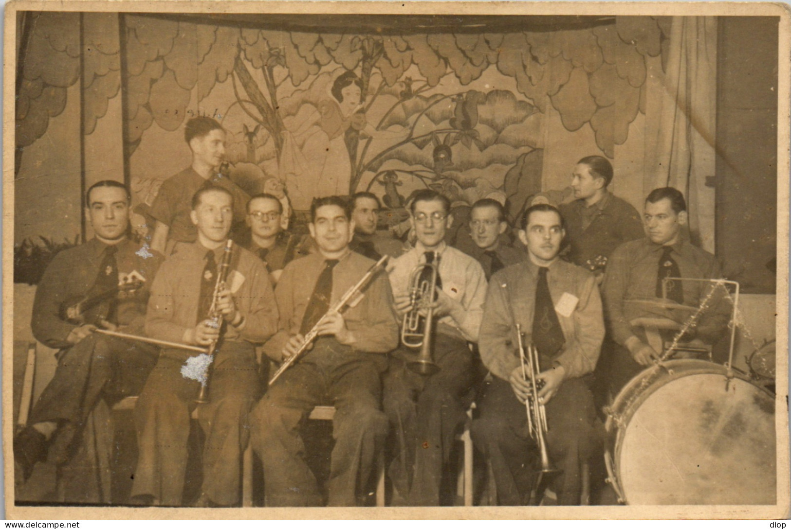 CP Carte Photo D&#039;&eacute;poque Photographie Vintage Orchestre Jazz Musicien Musique - Paare